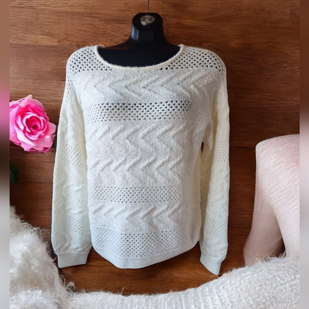 Belle by Belldini Ivory Boat Neck Sweater